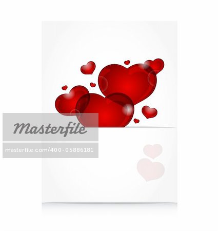 Illustration romantic letter with cute hearts - vector
