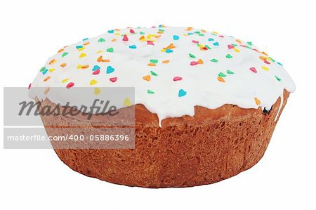 Fresh Easter cake against the white background