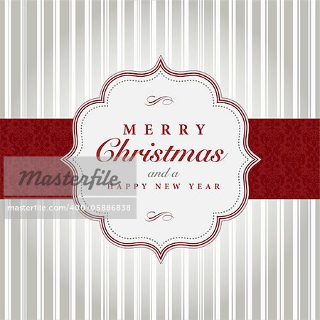 Vector Gray and Red Christmas Label. Easy to edit. Perfect for labels, invitations or announcements.