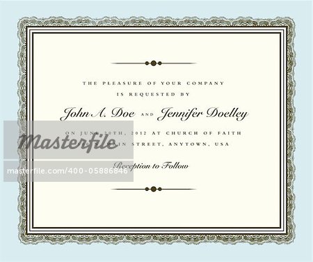 Vector Vintage Couture Wedding Invite Frame. Easy to edit. Perfect for invitations or announcements.