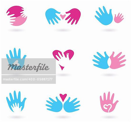 Love and friendship icon set. Stylized Vector Illustration