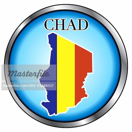 Vector Illustration for Chad, Round Button.