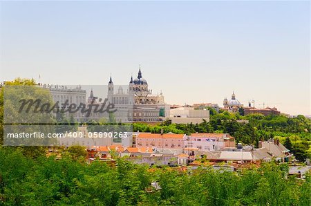 Royal Palace of Madrid at sunny day at Madrid, Spain