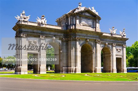 Puerta de Alcala view at sunny day at Plaza de la Independencia, Madrid, Spain