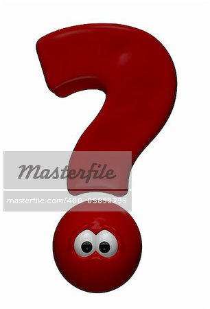 red question mark with eyes - 3d cartoon illustration