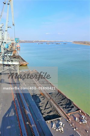 coal in harbor on danube river