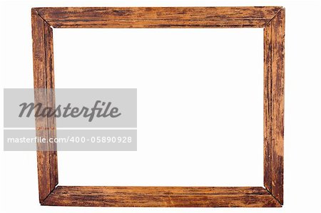 Old wooden frame isolated on white