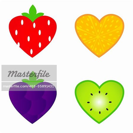 Fresh fruit for Valentine's day. Vector illustration.