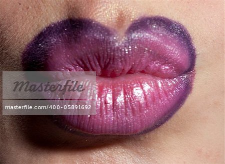 Glamour fashion bright pink lips gloss make-up  Macro of woman's face part. Sexy glossy lip makeup, luxury lady