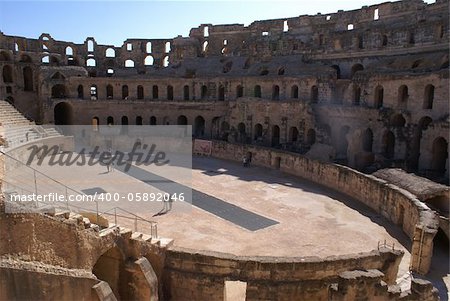 On the stage in roman theater in El-Jem, Tunisia On the stage in roman theater in El-Jem, Tunisia