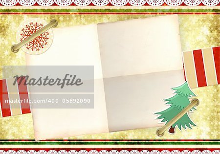 Christmas grunge background in shabby chic style