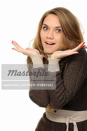 woman whispering gossip  on a white background