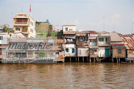 Slum area in Mytho in the Mekong Delta, Vietnam