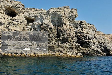 sea landscape with porous rocks