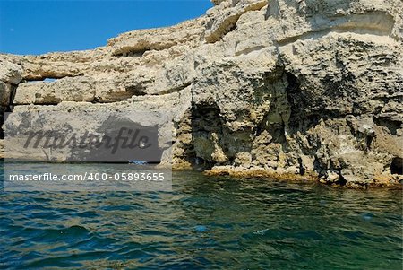 sea landscape with porous rocks