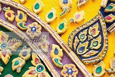 Colorful Thai style molding decoration at Wat Phra Kaew, Bangkok, Thailand
