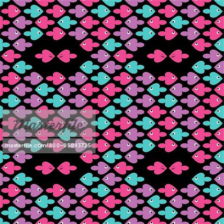 colorful cartoon fish pattern as heart for holiday