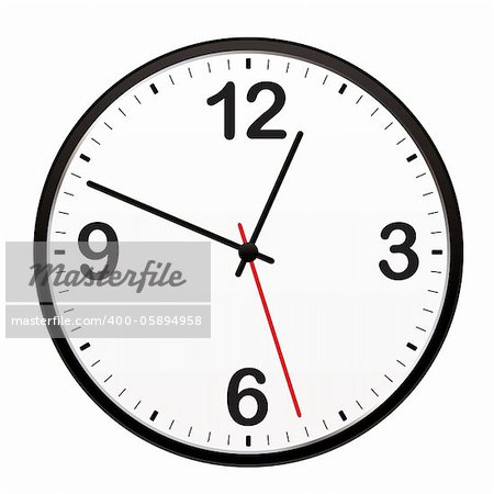 Illustrated clock for telling the time or icon symbol