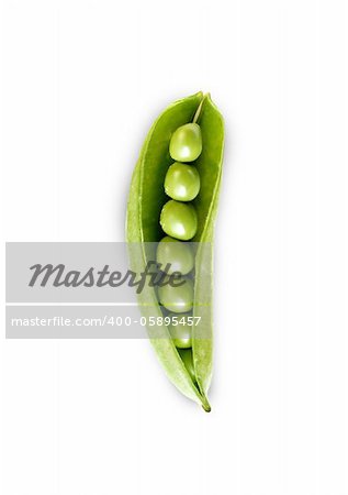 fresh green peas isolated on a white background.