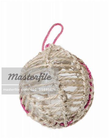 Glass fishing buoy used to keep fishing nets floating. This is an old glass antique. Isolated on white background.