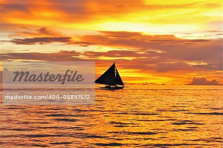 Beautiful sunset at Boracay, Philippines