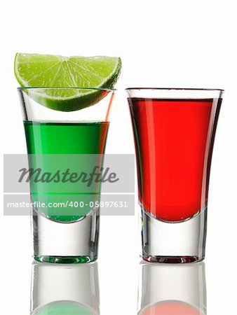 Shot drink cocktails isolated on white