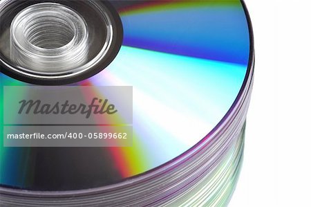 Close up view of a CD/DVD stack on a mirror