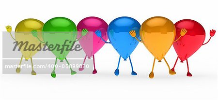 Colorful Party balloons stand and wave hands