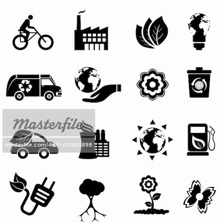 Recycling, eco, green environment and clean energy icon set