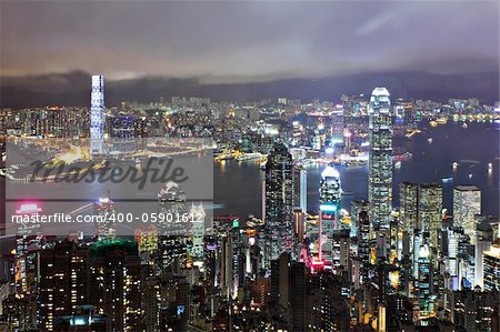 Hong Kong with crowded building at night