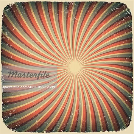 Grunge swirl rays retro background. Vector illustration, EPS10