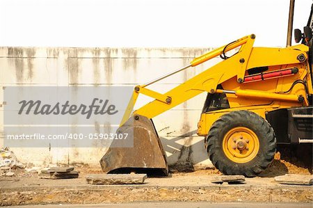 Wheel loader machine  on the road