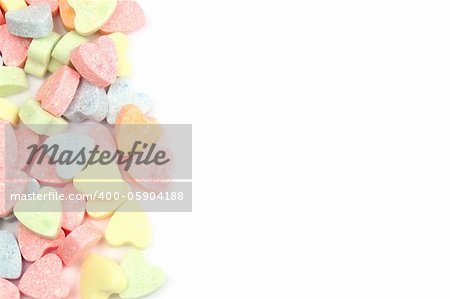 Border made of little colorful candy hearts