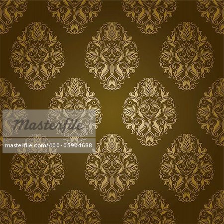 Seamless damask pattern. Flowers on a green background. EPS 10