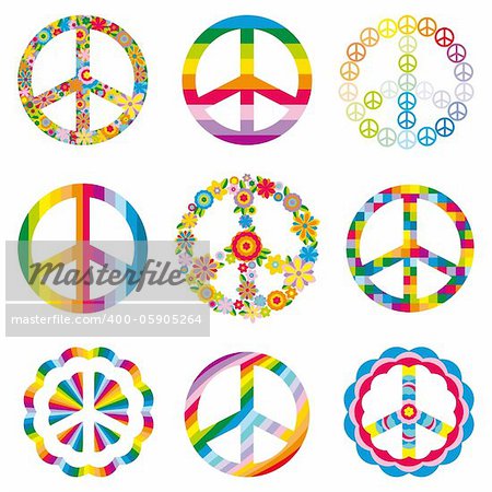 set of abstract peace symbols vector illustration