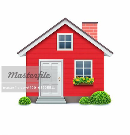 Illustration vectorielle d'icône cool maison rouge détaillé isolé sur fond blanc.