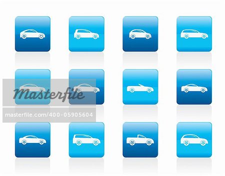 different types of cars icons - Vector icon set