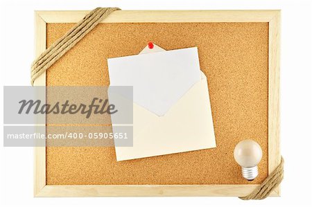 Envelope pinned on cork notice board