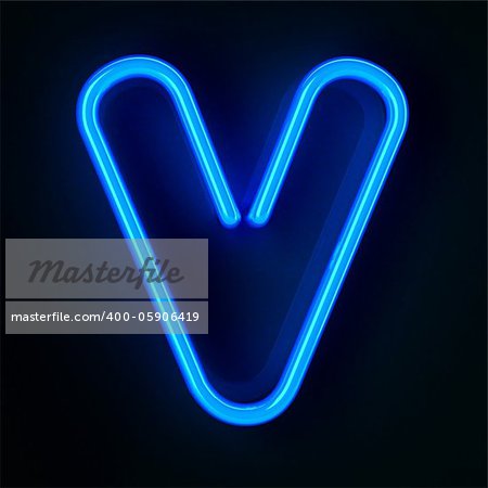 Highly detailed neon sign with the letter V