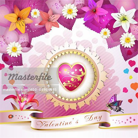 Valentine's day card with flowers