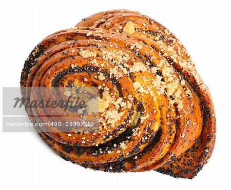 One sweet bun isolated on white background