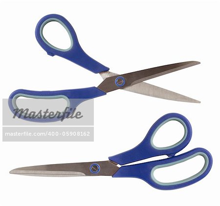 Scissors isolated on white background, open and close