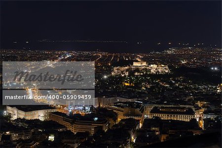 Night view of the Acropolis in Athens