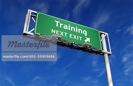 Super high resolution 3D render of freeway sign, next exit... Training!