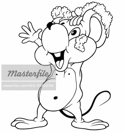 Mouse and Hygiene - Black and White Cartoon Illustration, Vector