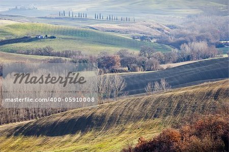 Agricultural land between Pienza and San Quirico d'Orcia(Tuscany, Italy).