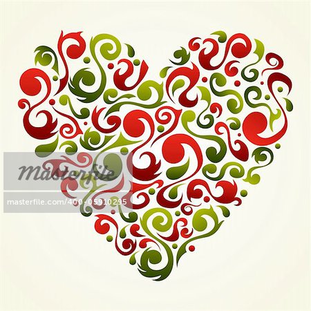 Romantic floral design Valentines heart design. Vector file available.