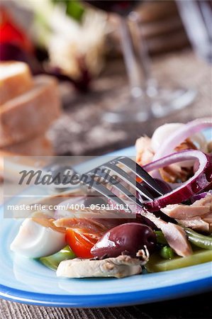 french salad nicoise on a plate