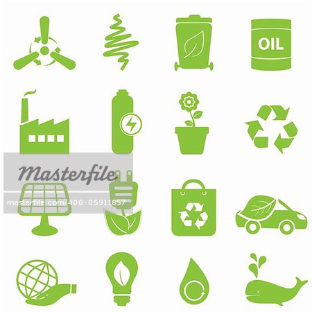 Eco, recycling and clean energy icons