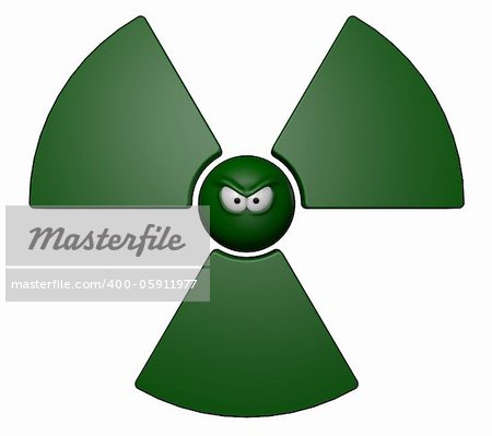 nuclear symbol with grim comic face - 3d illustration